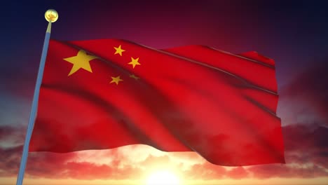 4k muy detallada bandera de china en bucle