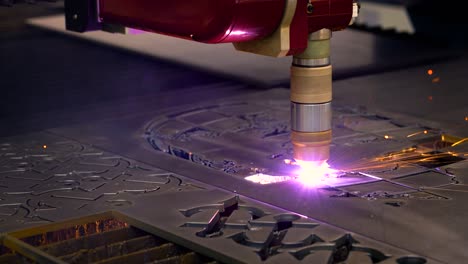 cnc laser plasma cutting of metal, modern industrial technology.