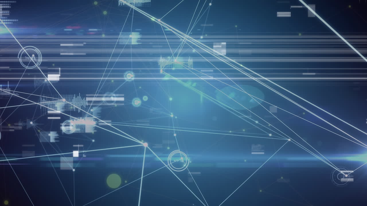 Animation of data processing on blue background