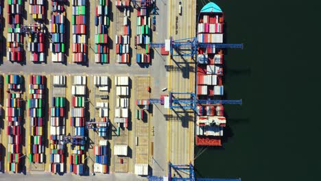 Container ship in export and import business and logistics