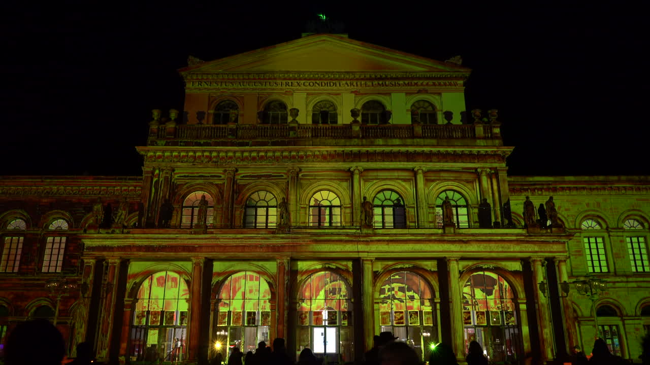 Stunning Light Projection on Historical Building at Night