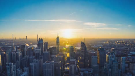 panoramic city skyline at sunset