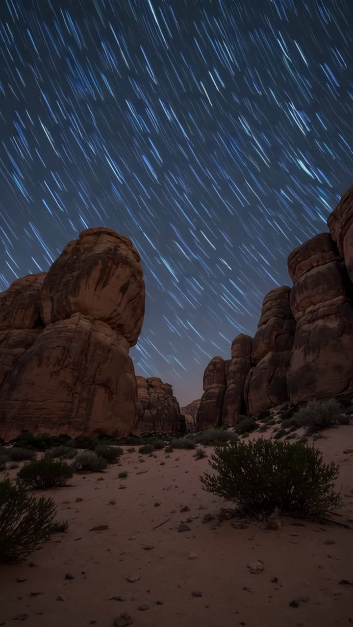 Star Trails Over Desert Canyon