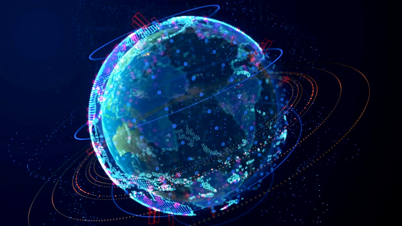 gráfico digital de la tecnología de la tierra futurista.