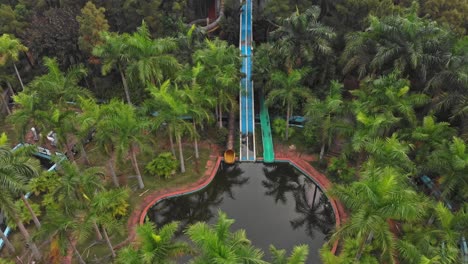 wide view of abandoned swimming pool at hue vietnam, aerial