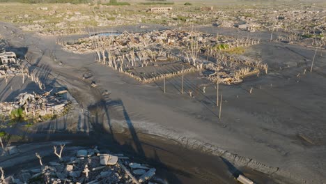 haunting beauty of epecuén: aerial drone fly argentina’s abandoned salt village, buenos aires city ruins