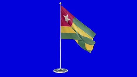 togo 3d illustration of the waving flag on a pole with chroma key