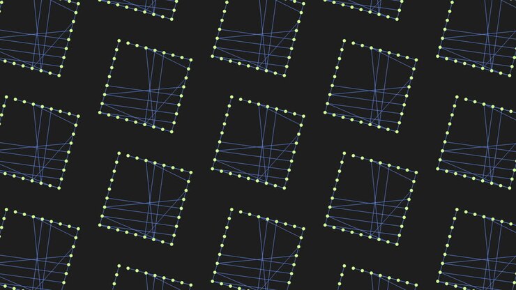 Futuristic neon squares pattern from dots and lines