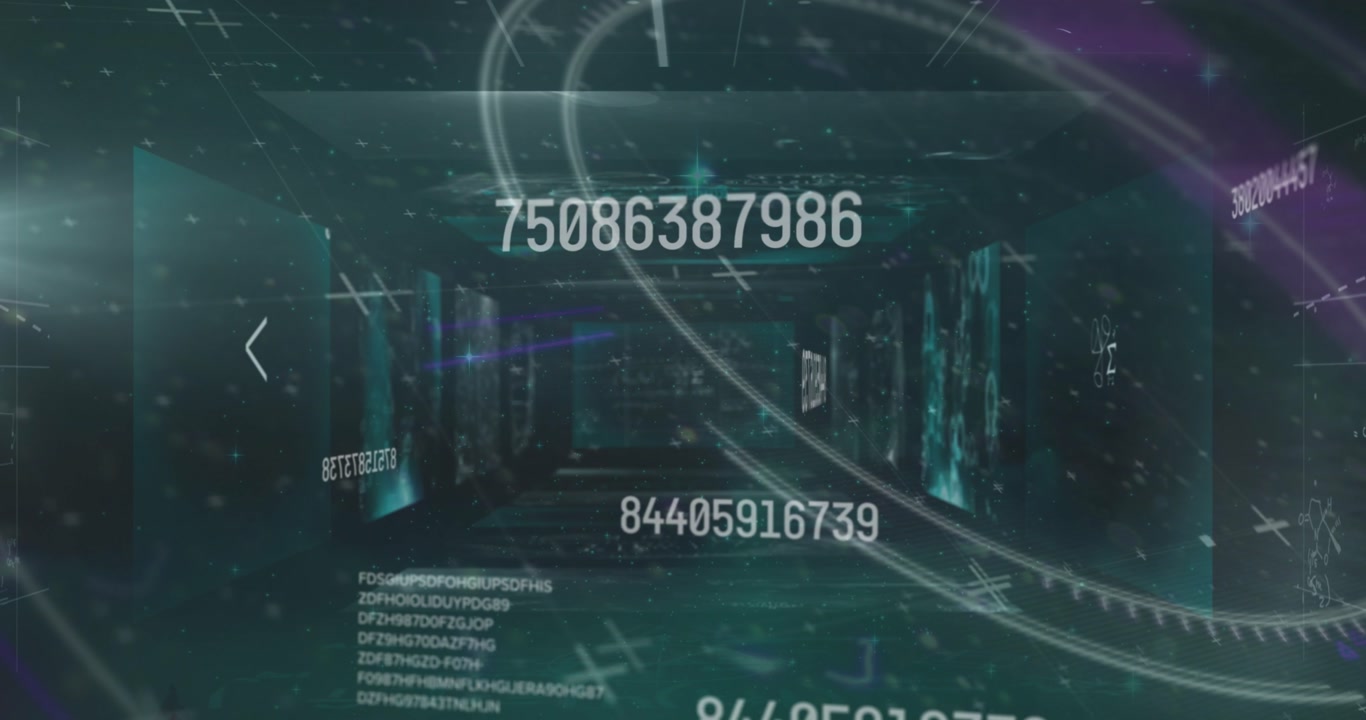 Animation of various signs and numbers moving in screens