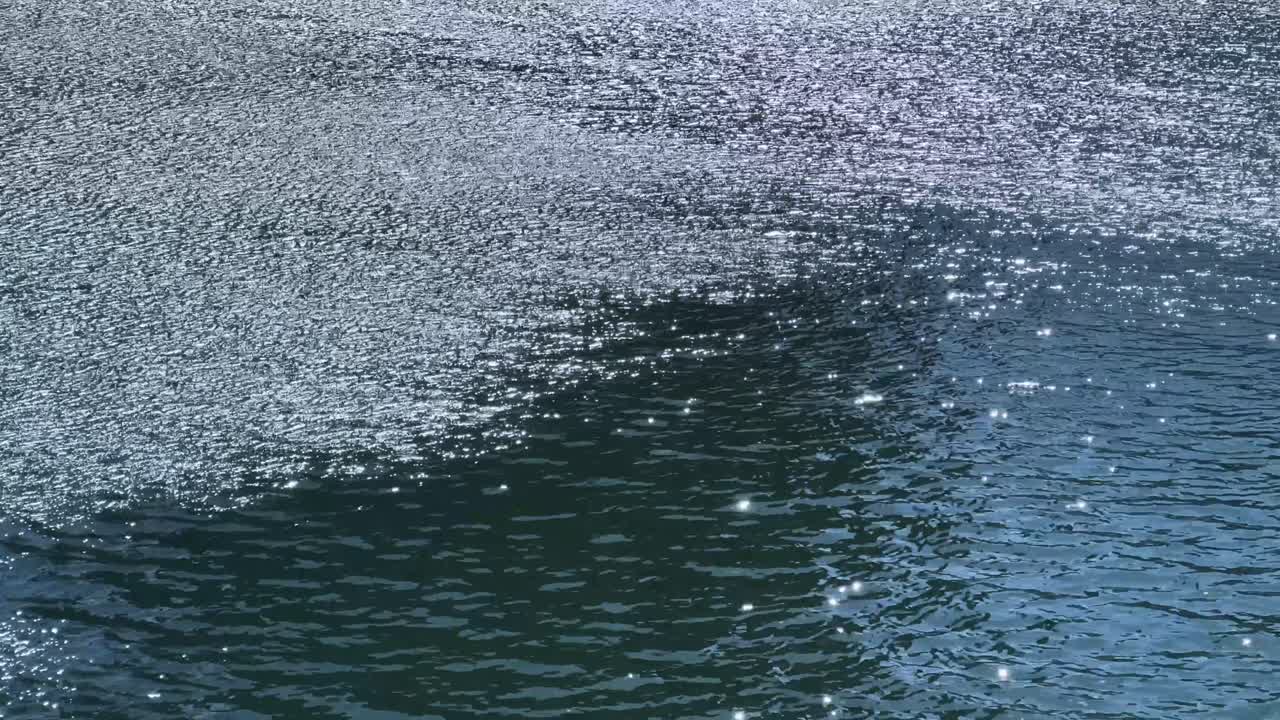 Sparkling water surface with sunlight reflections, calm and tranquil mood in Tokyo