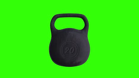 campanilla de gimnasio girando en una pantalla verde - fondo chromakey, bucle