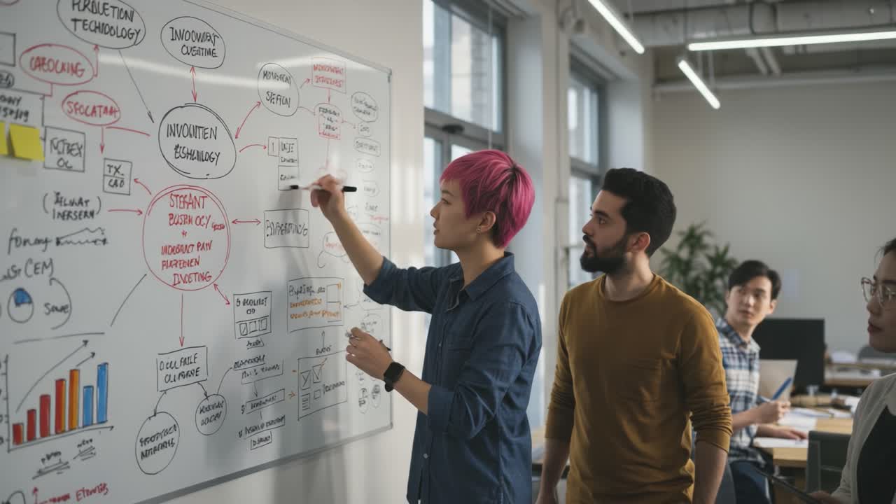 Collaborative Brainstorming Session: Innovating Ideas and Strategies in a Creative Workspace to Enhance Project Development and Team Performance