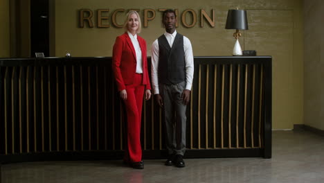 multicultural receptionists at the hotel reception desk