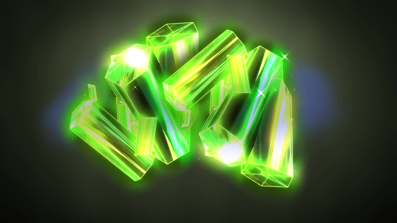 Abstrakt animation af glødende grønne geometriske krystalstrukturer