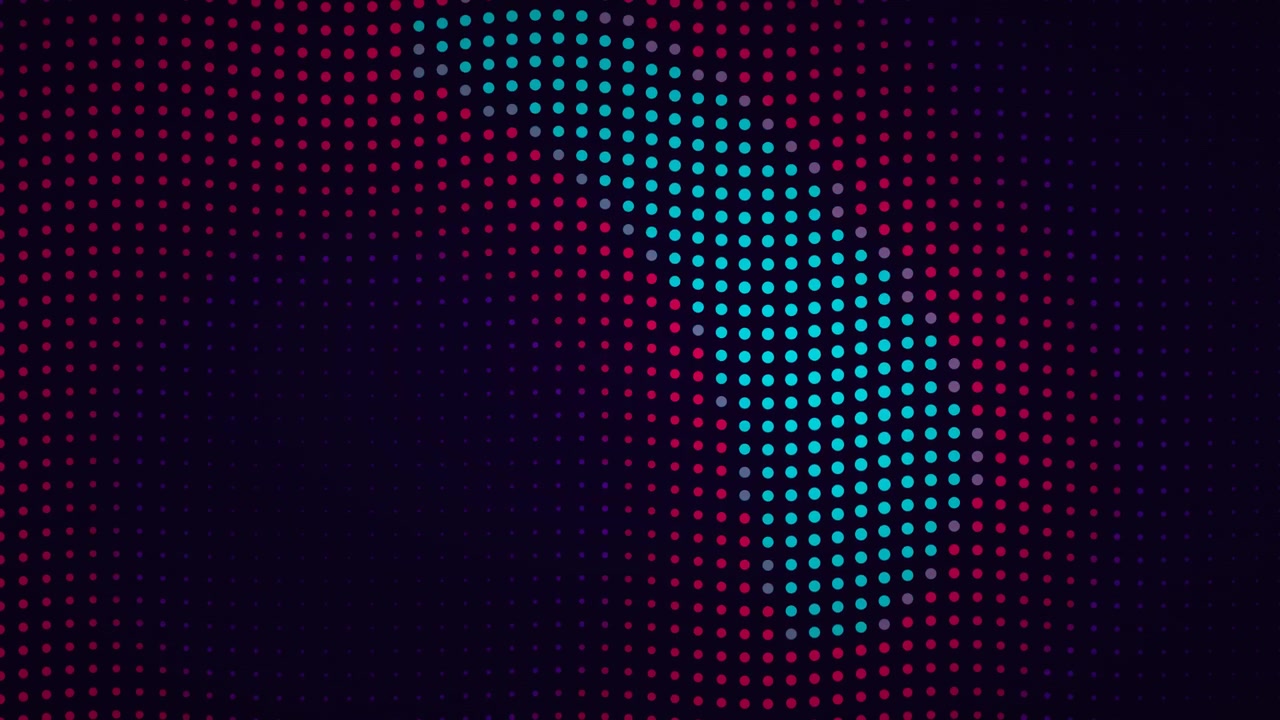 Sfondo in movimento astratto con motivo a punti neon pulsanti