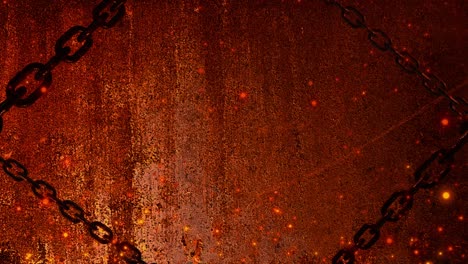animación de bucle de fondo de la cadena oxidada con partículas de brasa de chispa