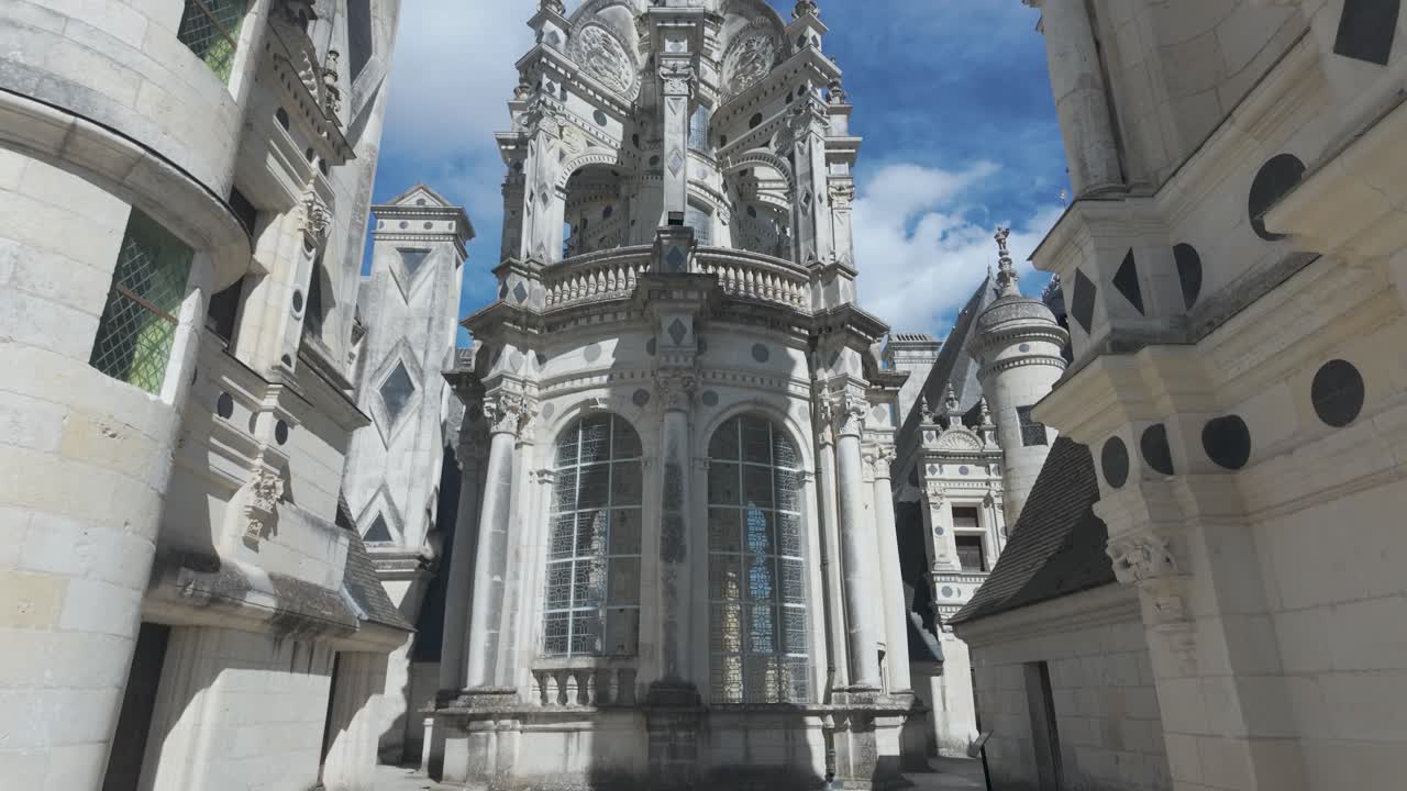 Château de Chambord tower in slow motion, showcasing unique Renaissance architecture