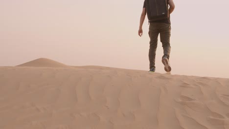 young man walking in the lonely desert environment