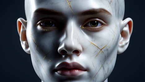 marble face with gold cracks