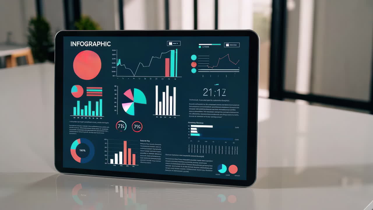 Tablet Displaying Business Infographic
