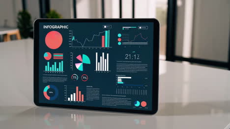 tablet displaying business infographic