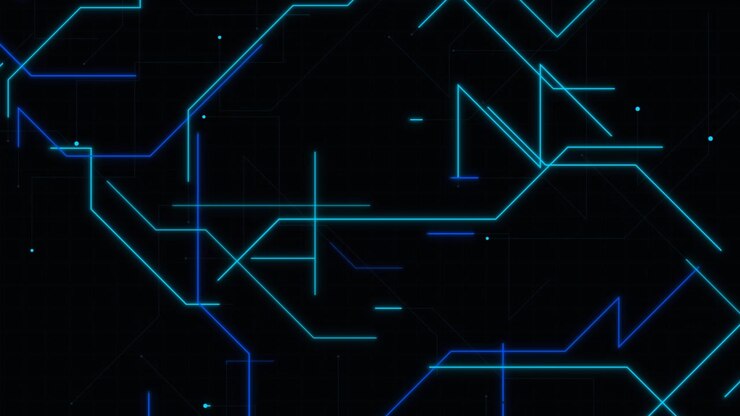 Abstract Digital Circuit Board Animation with Glowing Blue Lines