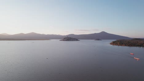 aerial view of the lake and the island of janitzio