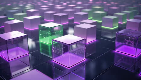 abstract glowing cubes network