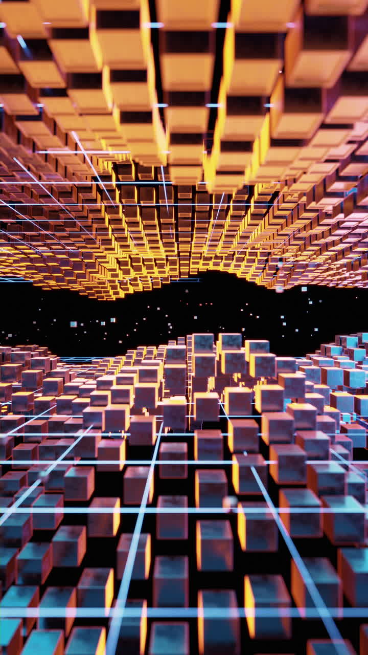 el espacio cubico cyberpunk, el fondo de la geometría conceptual, la representación en 3d.