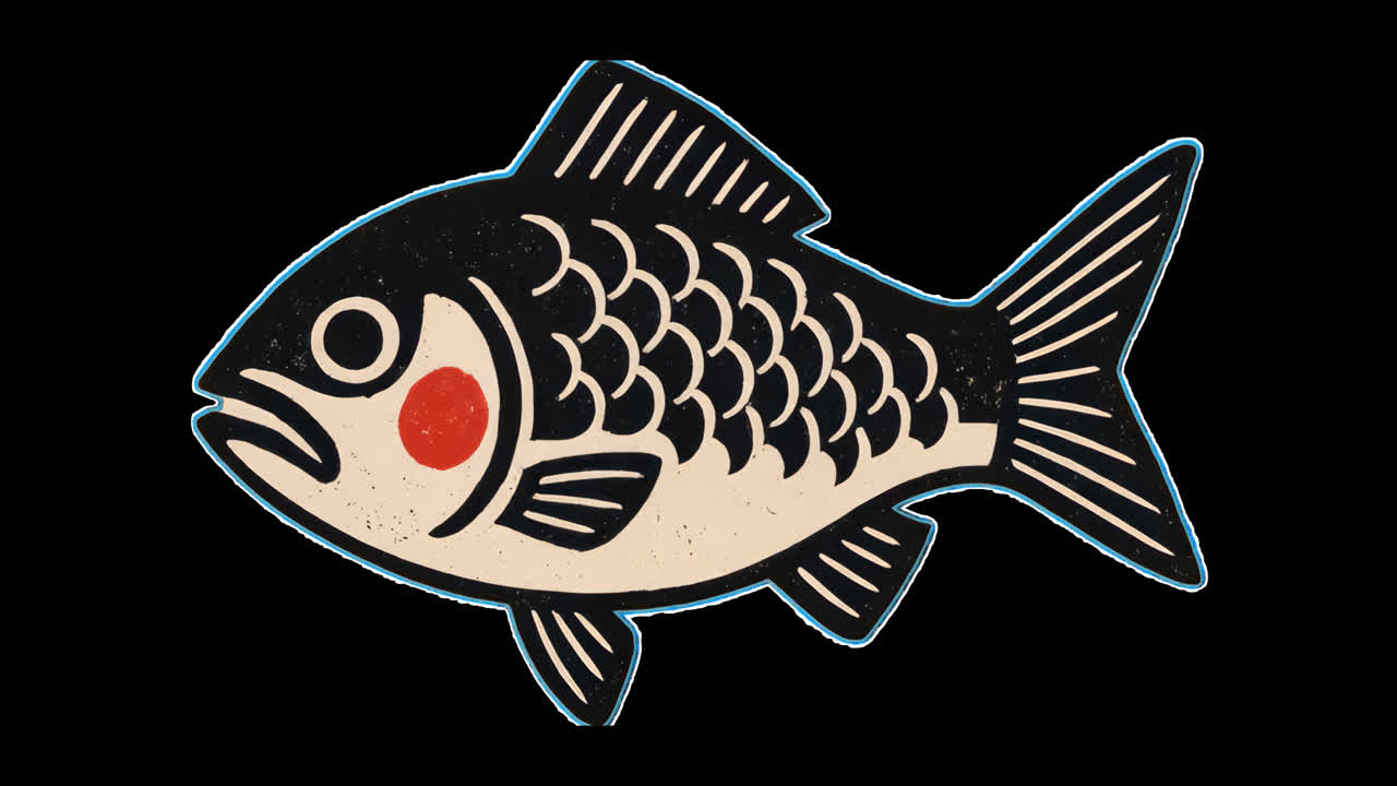 Vintage fish illustration design animation isolated asset, transparent ...