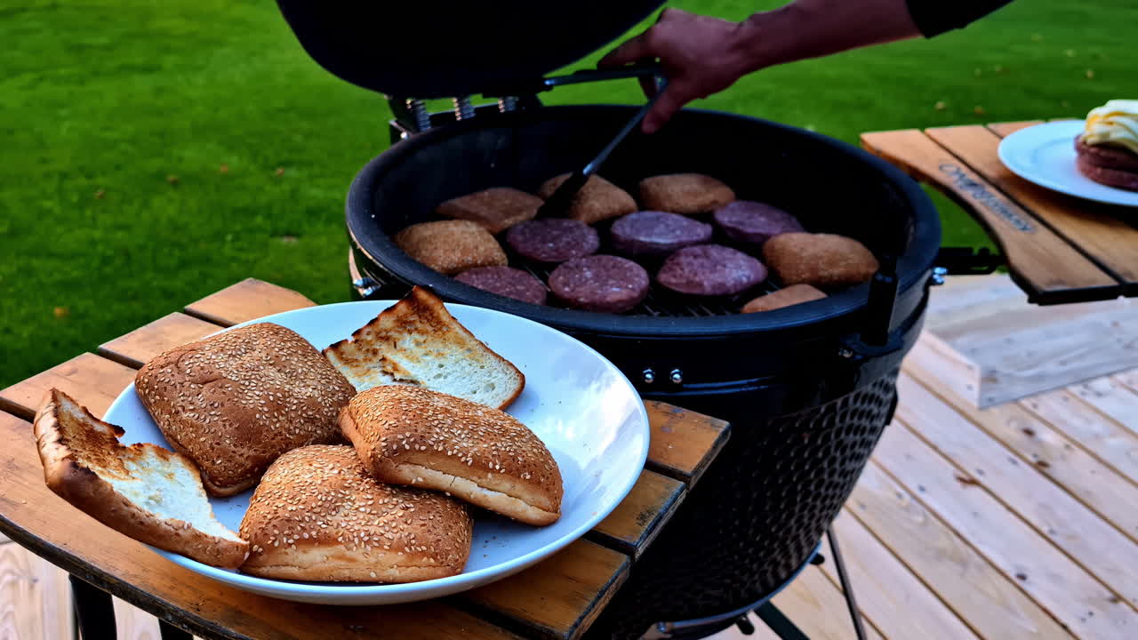 Tradisjonell litauisk grillmat, med brød og kjøtt.