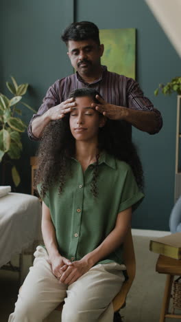 woman getting a head massage