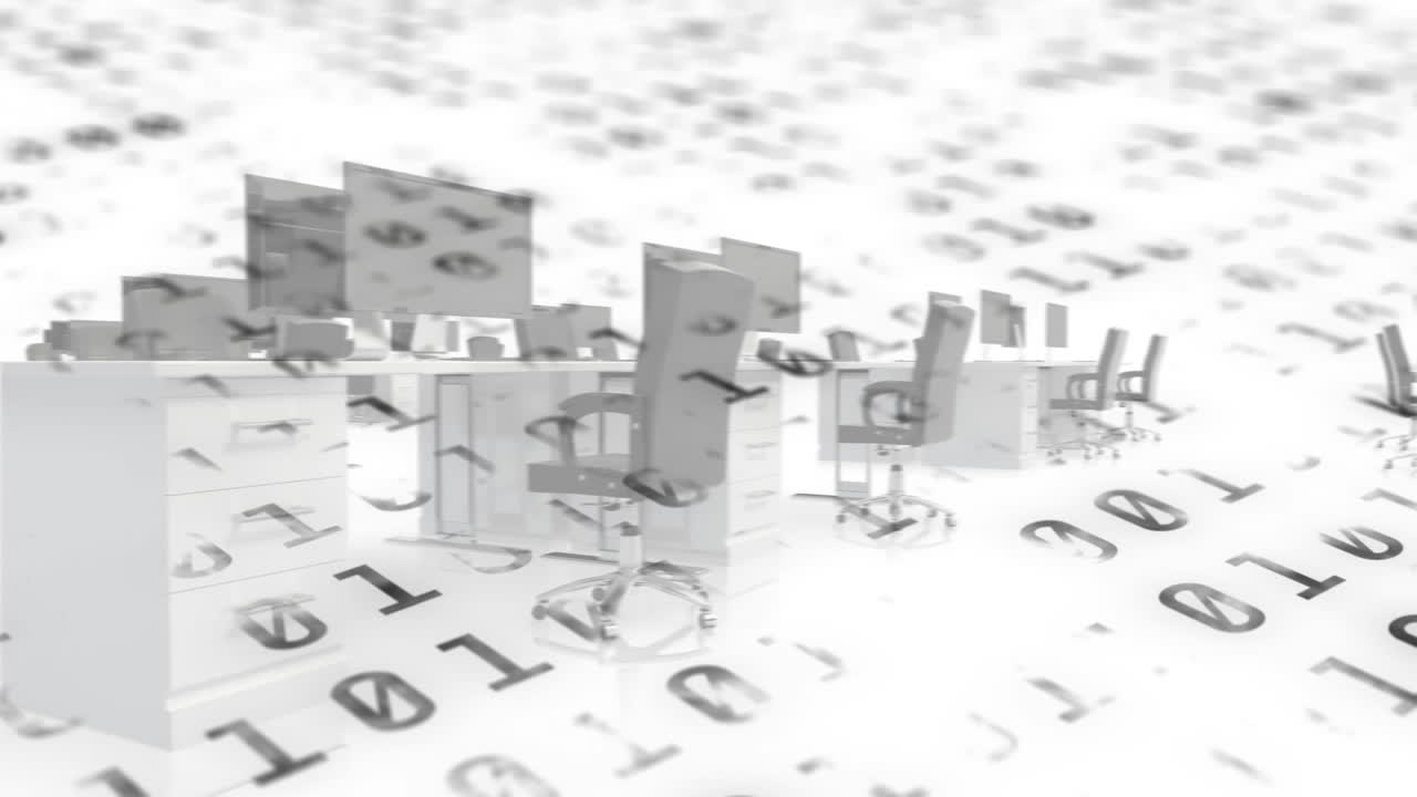 바이너리 코딩의 디지털 구성 비어있는 사무실에 대한 디지털 데이터 처리