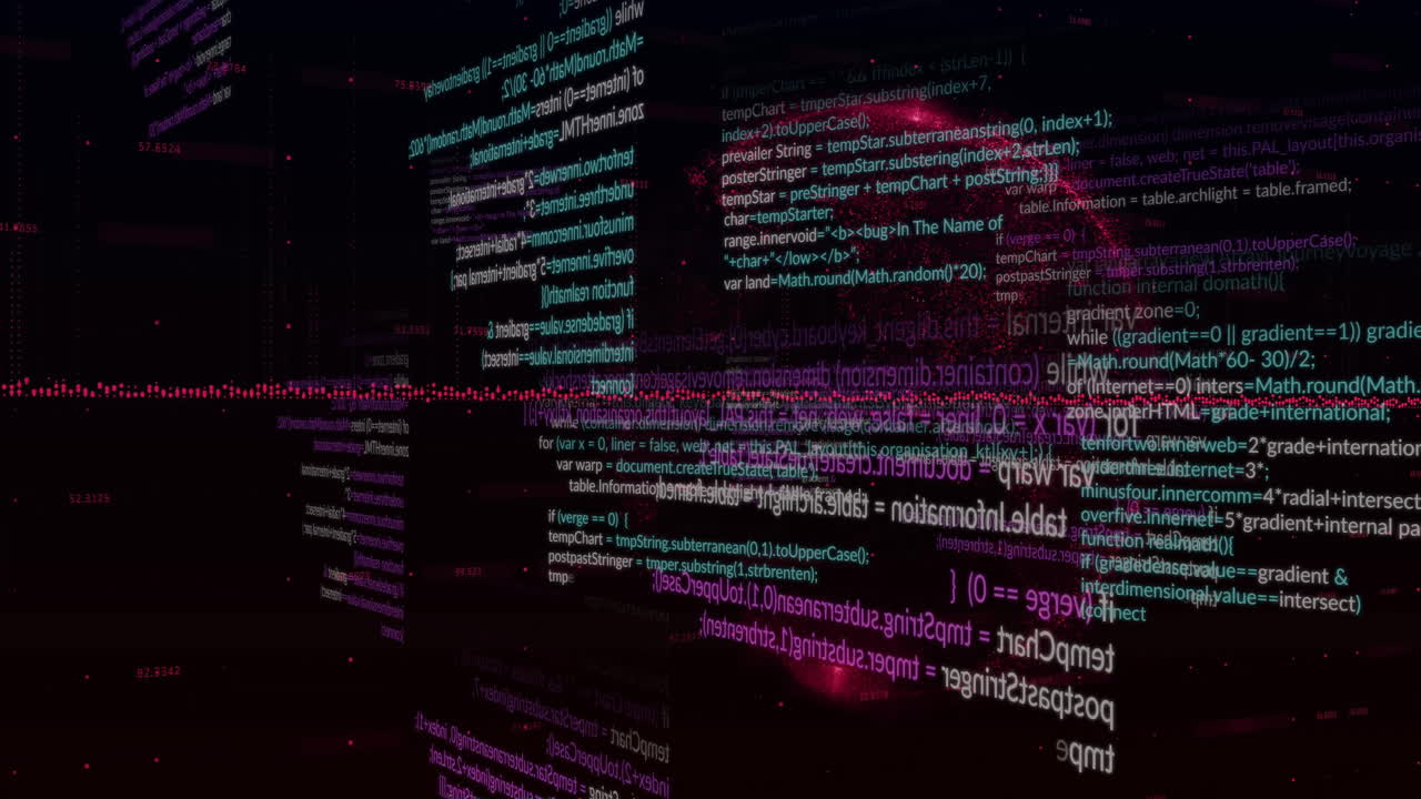 Animation of data processing with globe on black background