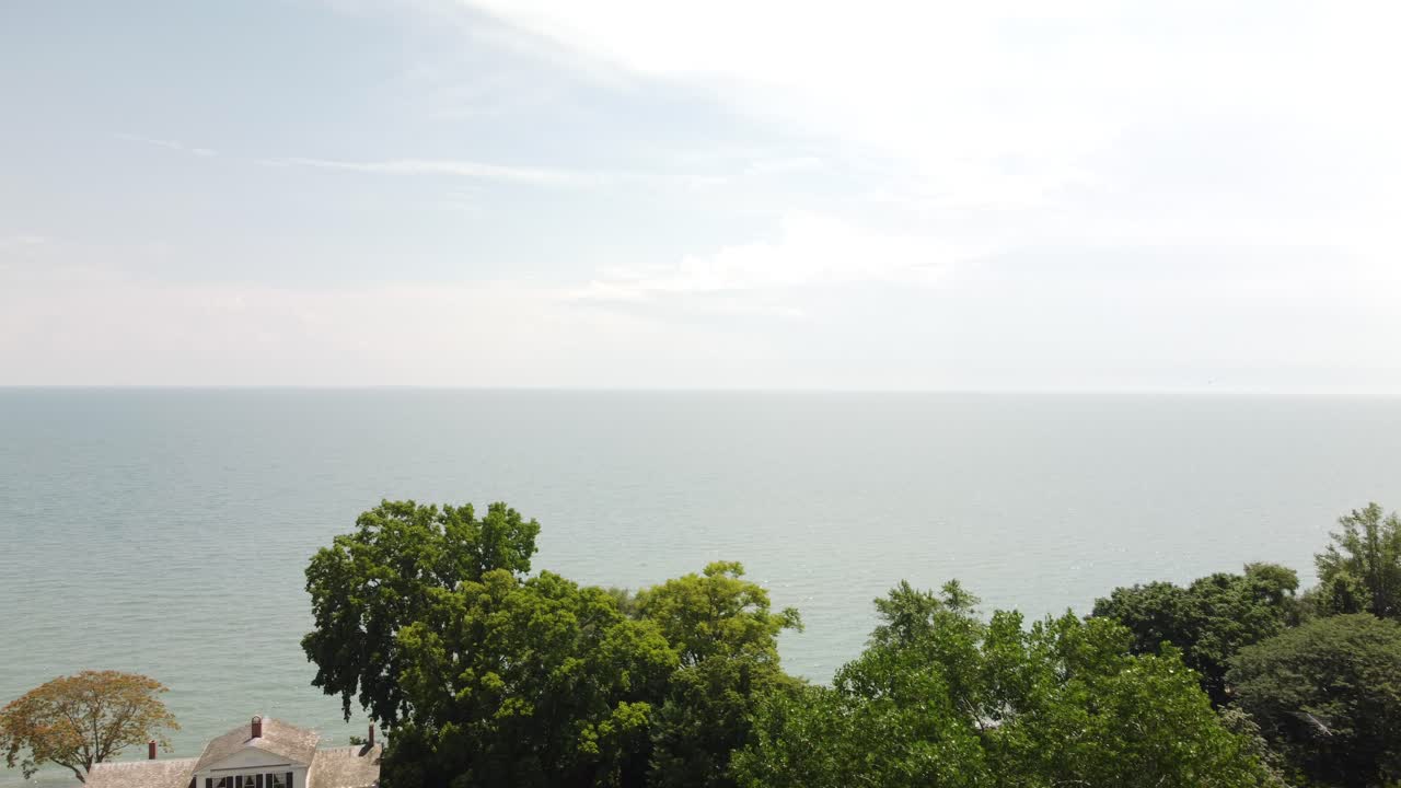 Calm lake erie view point aerial