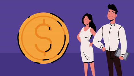 business couple and coin