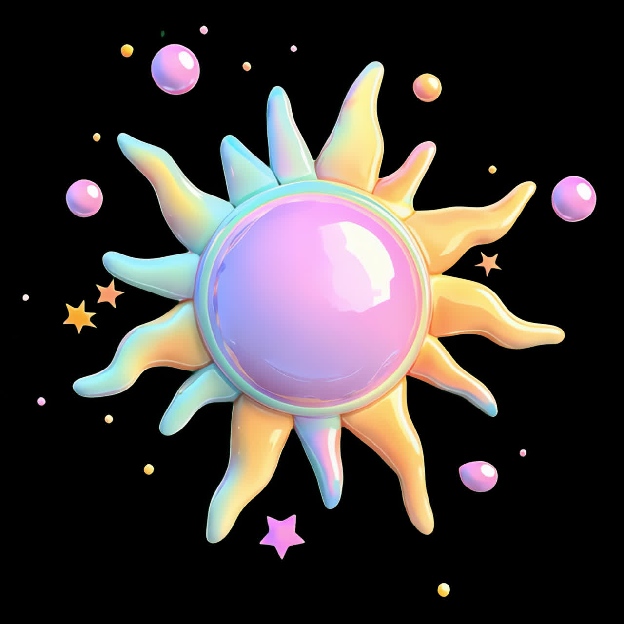 Colorful abstract sun design animation isolated asset, transparent 4K video, alpha channel, ProRes