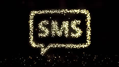 light animation of message sign. abstract background with message, sms symbol. seamless loop. sms sign with lights, on dark background