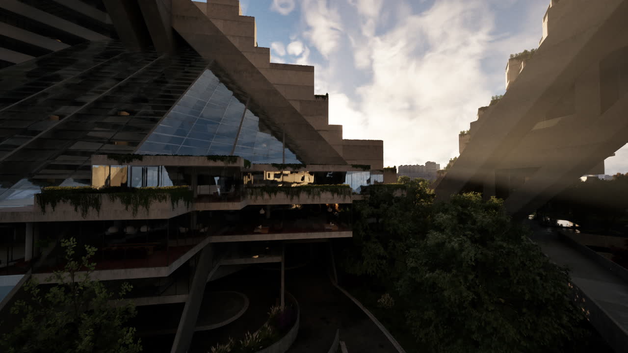 arquitectura moderna - edificio futurista con formas geométricas