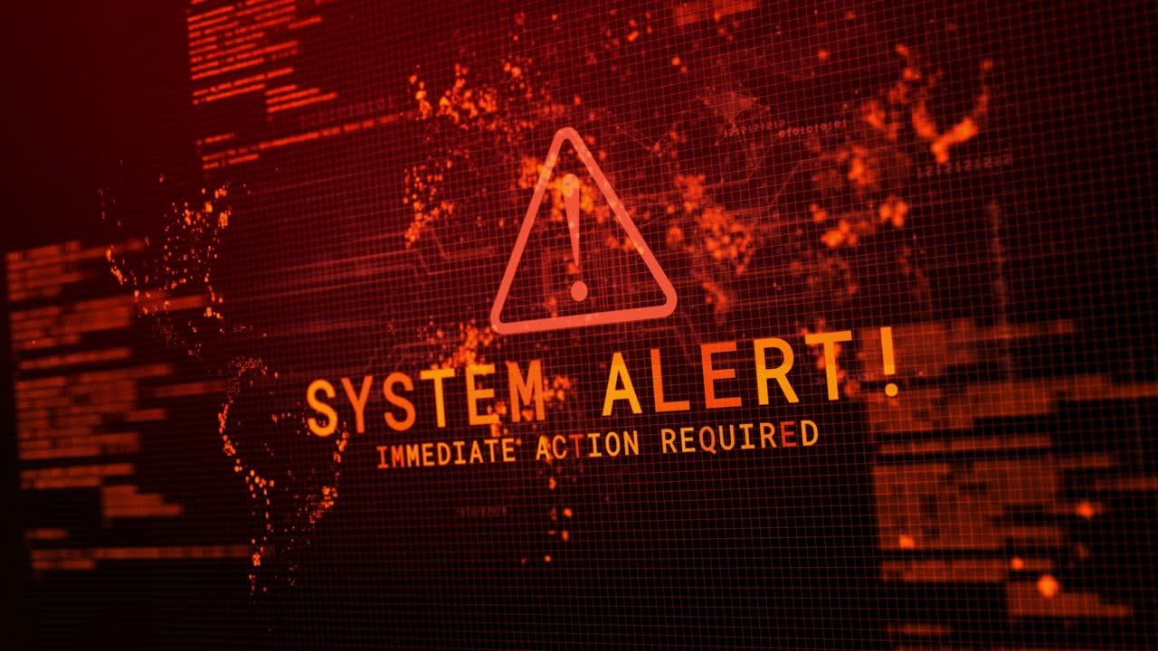 System Alert warning Virus found Vulnerabilities found text on screen