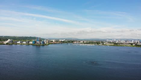 cardiff bay with a4232 link road bridge in the distance