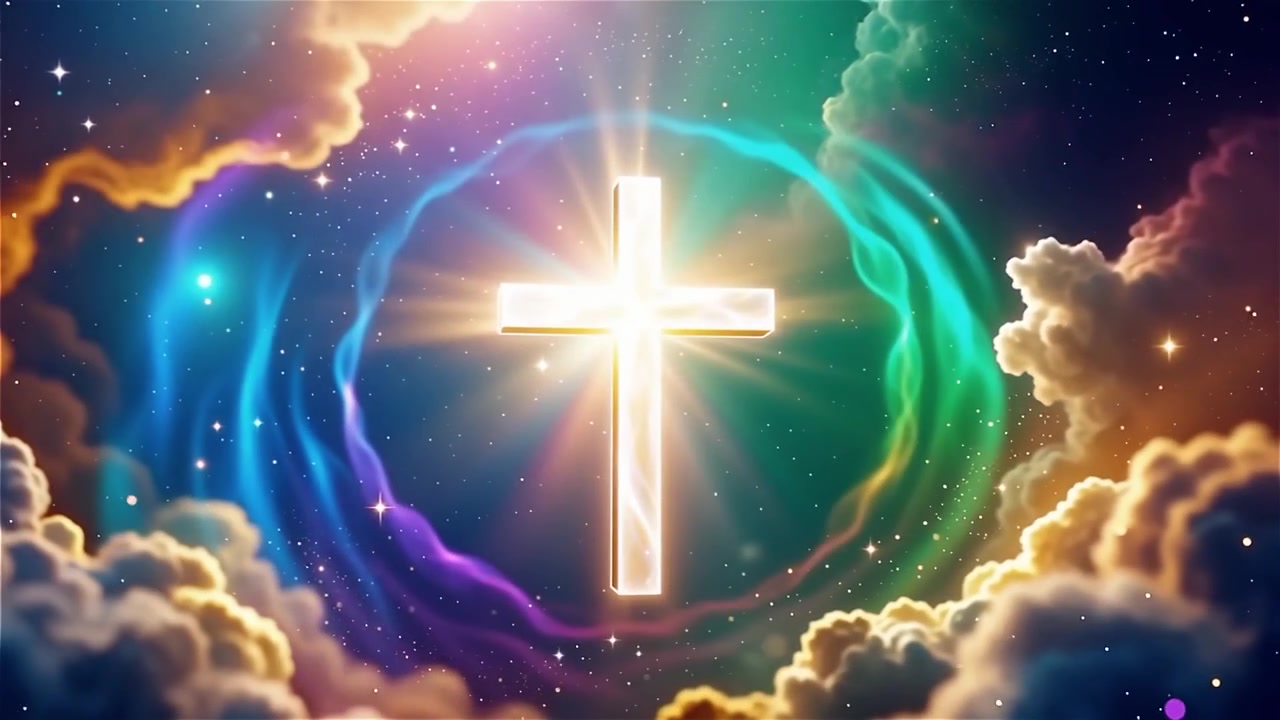 Christian Cross Heavenly Light Worship Background