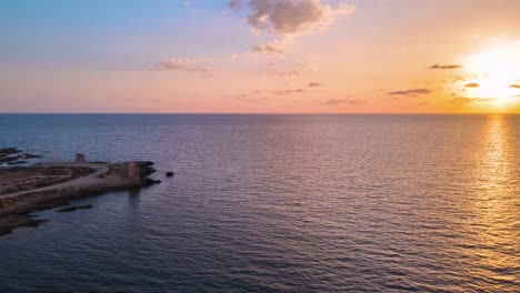 Golden Hour Sunset Over Ocean Coastline