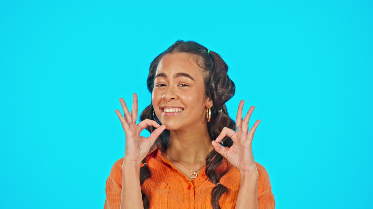 Smile, face and okay hand gesture