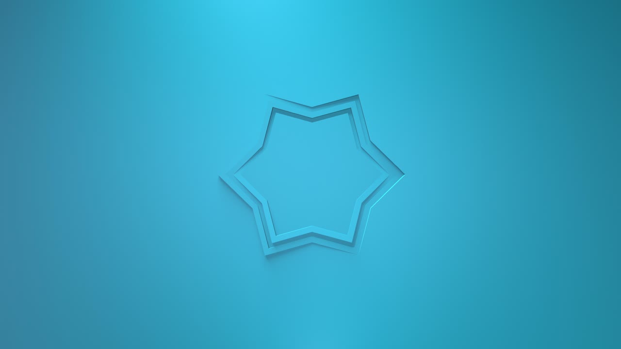 blue business animation. Rotation of six-pointed stars. 3d rendering, window, loop, minimalistic solid color. Somersault