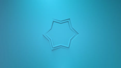blue business animation. rotation of six-pointed stars. 3d rendering, window, loop, minimalistic solid color. somersault