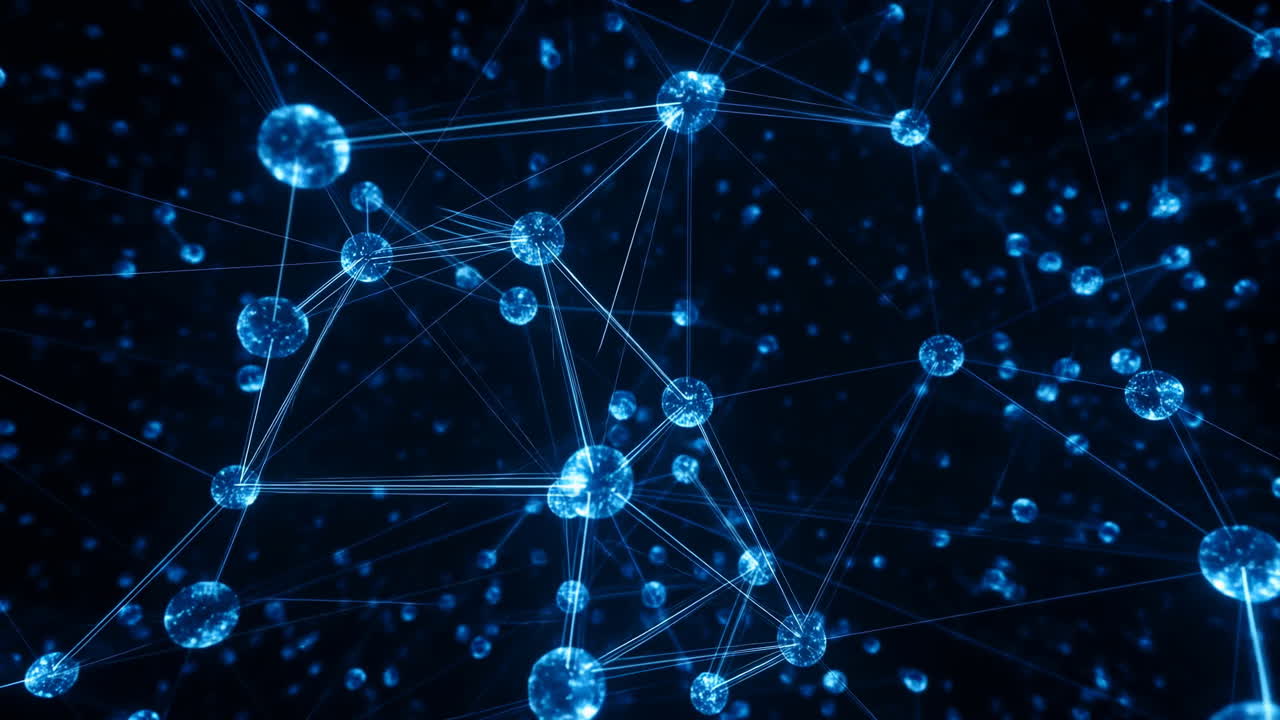 Futuristic Abstract Network of Connecting Blue Particles