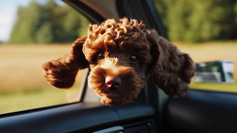 puppy in a car window