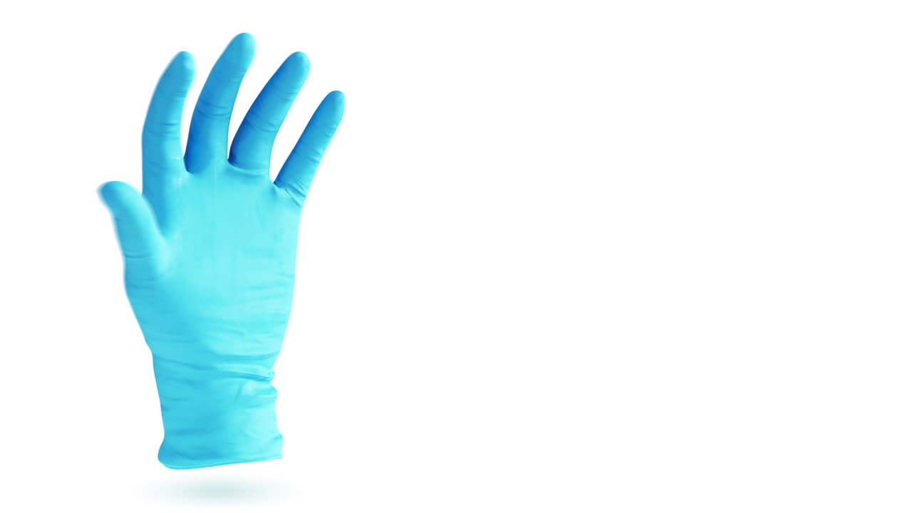 animación 3d. guantes de látex de coronavirus animación médica 3d. animación en bucle