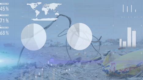 animación del procesamiento de datos sobre el sitio de recogida de residuos